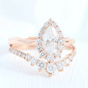 2 CT Pear Cut Moissanite Halo Bridal Wedding Ring Set Mapple Gems